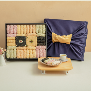 강릉무진장한과,(강원ON)선물세트 꽃수를담다 1호(네이비골드고급보자기포함)