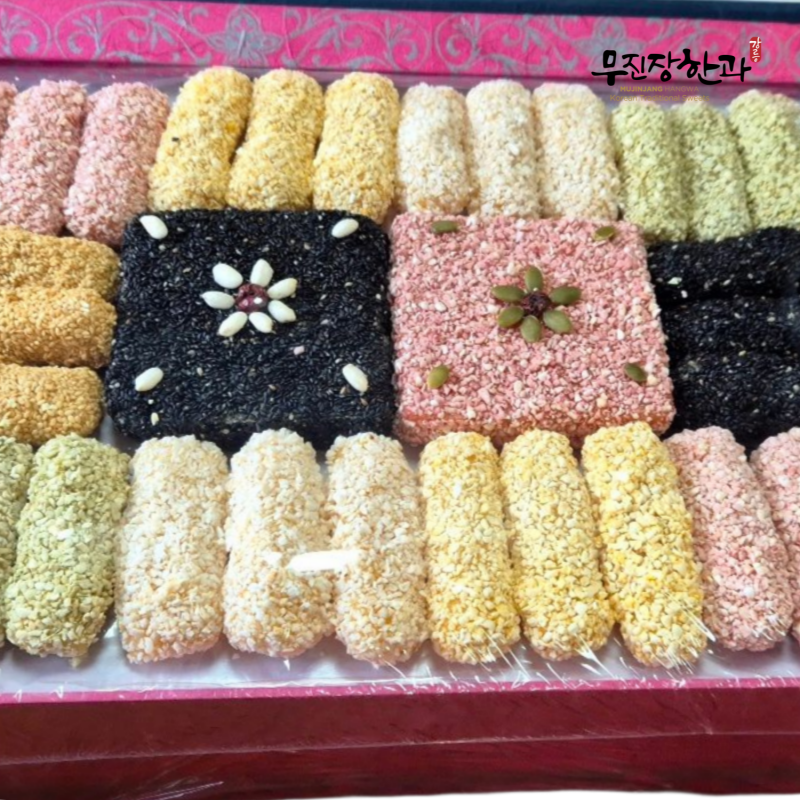 강원더몰,강릉무진장한과  춘천한지대 선물세트(인디핑크 고급보자기*노리개)