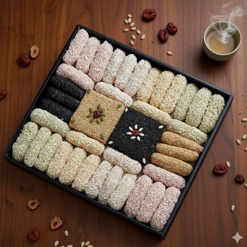 강릉무진장한과 전통 수제 한과 선물세트 1호(노랑보자기포함)